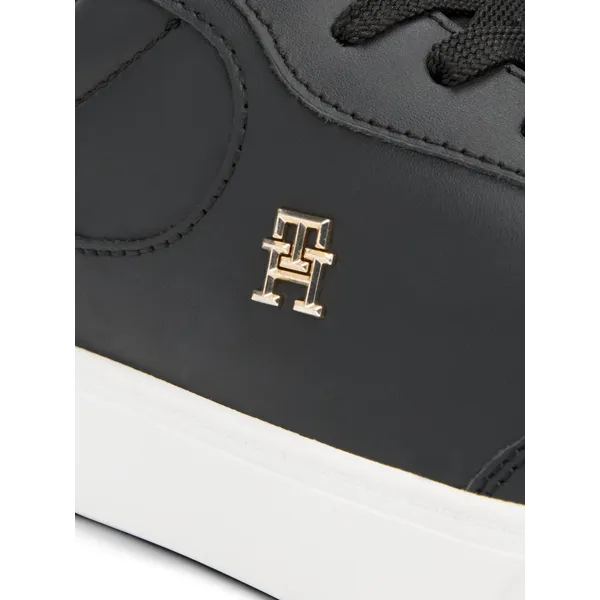 Tommy Hilfiger Leather LowTop Sneakers Casual Style Wo - Black