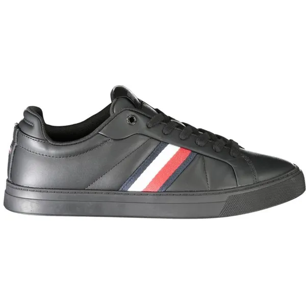 Tommy Hilfiger Tommy Hilfiger Zwarte Leren Sneakers Voor Mannen Met Comfort