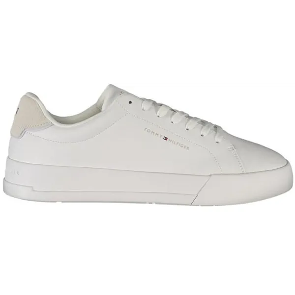 Tommy Hilfiger Tommy Hilfiger Leather Casual Sneakers with Contrasting Details - White