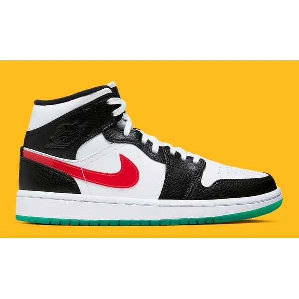 Nike Nike Air Jordan 1 Mid - Sneaker - Wit/Zwar/Geel/Rood - Maat 36.5 - Doos Zonder Deksel - Limited edition