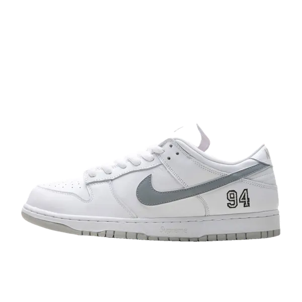 Nike SB Dunk Low Supreme 94 White Metallic Silver, vergelijk prijzen bij 1 winkel