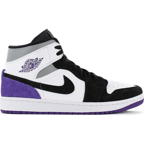 Jordan Air Jordan 1 Mid SE - Heren Sneakers Sport Casual Schoenen 852542-105 (WHITE / COURT PURPLE - BLACK) - Maat EU 45 US 11