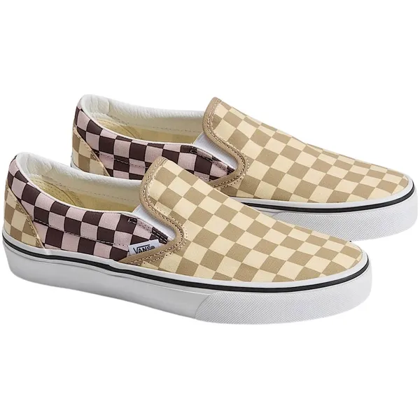 Vans Classic Slip-On Checkerboard Mushroom Senior Beige-Off White-Bruin-Roze, vergelijk prijzen bij 1 winkel