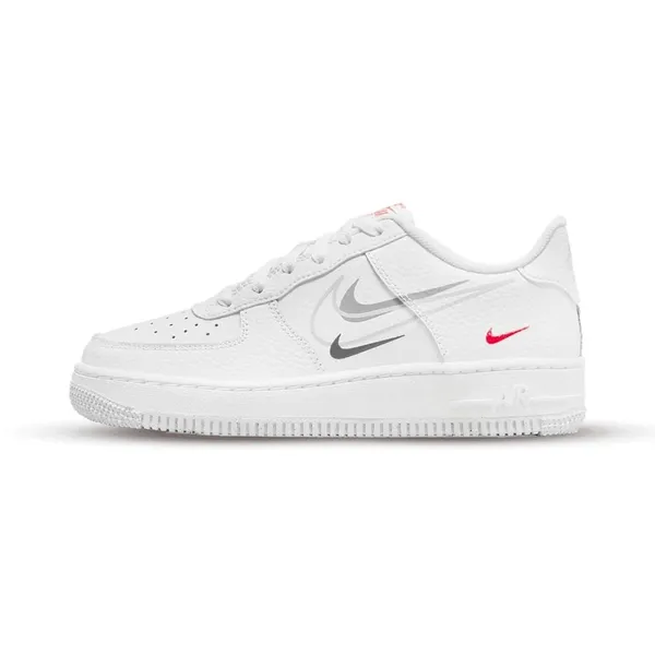 Nike Air Force 1 Low Multi-Swoosh White Particle Grey Photon Dust Bright Crimson (GS), vergelijk prijzen bij 1 winkel