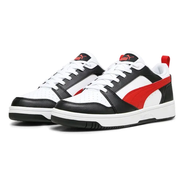 Puma Rebound v6 Low Senior Zwart/Wit/Rood, vergelijk prijzen bij 2 winkels