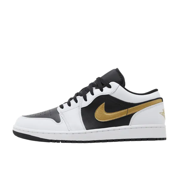 Jordan 1 Low White Black Metallic Gold Swoosh, vergelijk prijzen bij 2 winkels