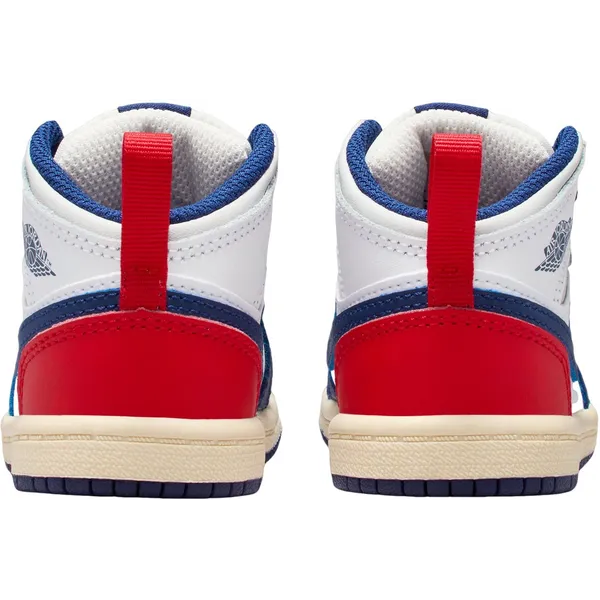 Nike Air Jordan 1 Mid TD White/University Red/Neutral Grey/Deep Royal Blue/Wit Rood, foto 2 van 2