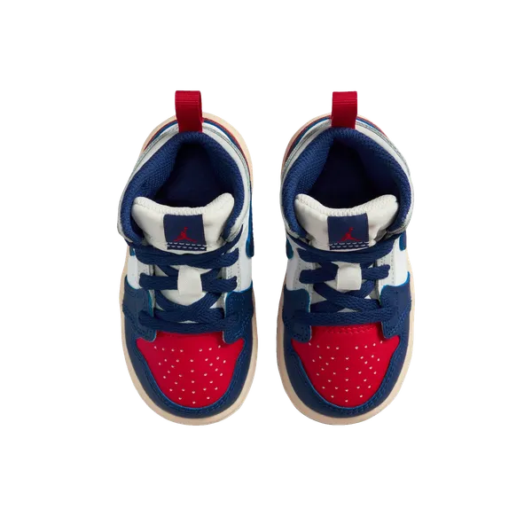 Nike Air Jordan 1 Mid TD White/University Red/Neutral Grey/Deep Royal Blue/Wit Rood, vergelijk prijzen bij 1 winkel