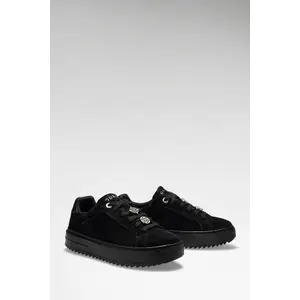 Guess Duena Echtleren Sneakers zwart