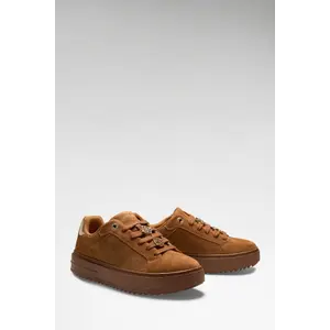 Guess Duena Echtleren Sneakers beige