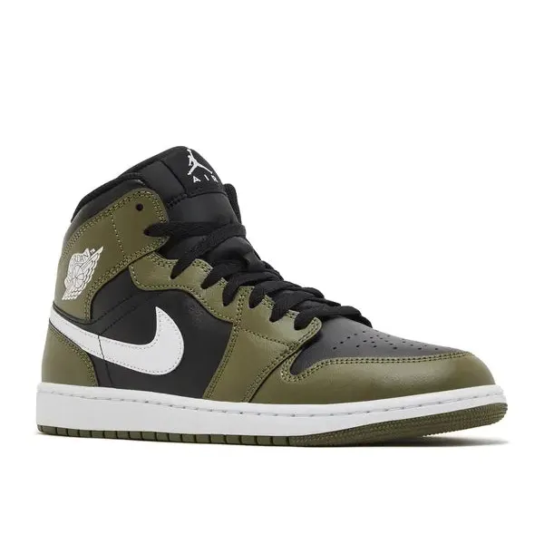 Jordan 1 Mid Black White Olive, foto 3 van 5