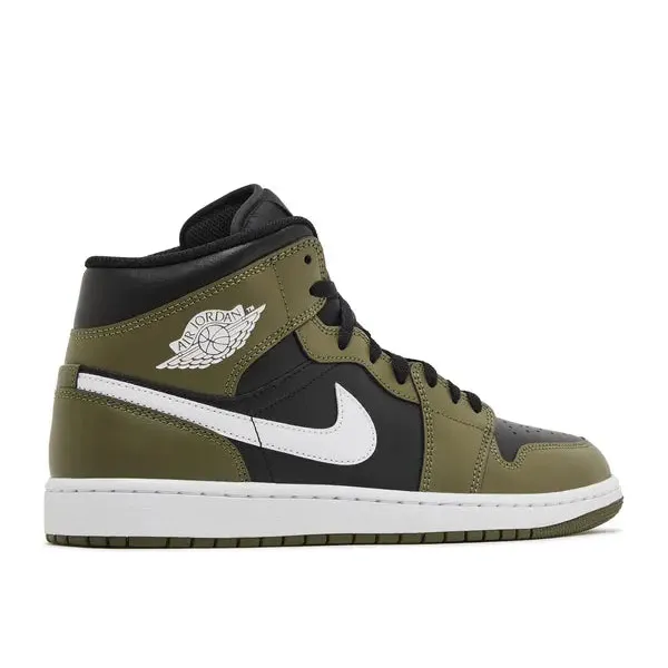 Jordan 1 Mid Black White Olive, foto 4 van 5