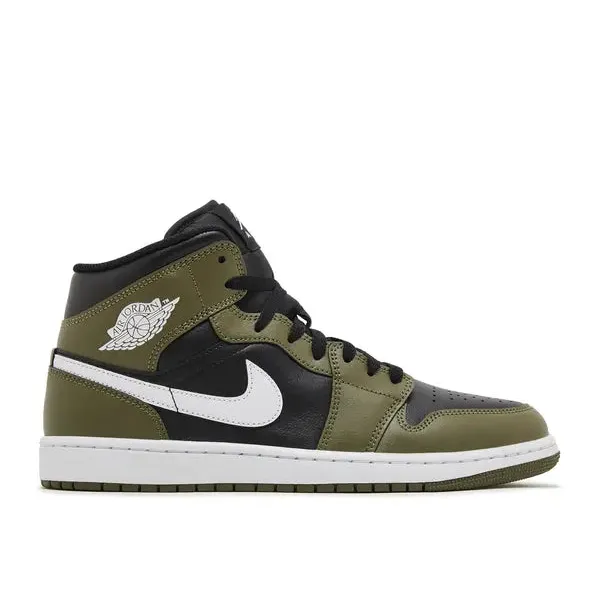 Jordan 1 Mid Black White Olive, foto 2 van 5