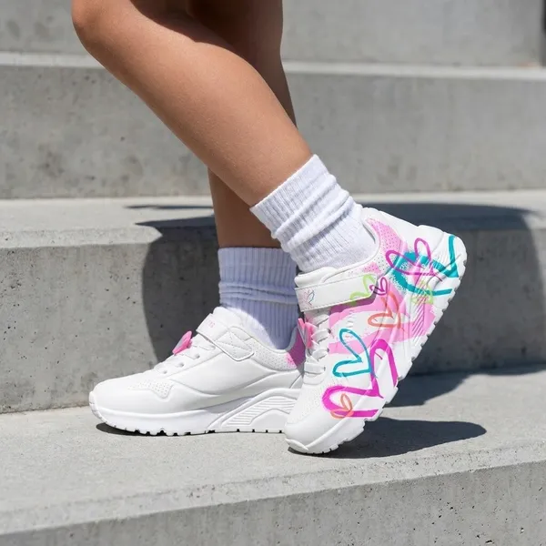 Skechers Uno Lite Graffiti Hearts Wit, vergelijk prijzen bij 1 winkel