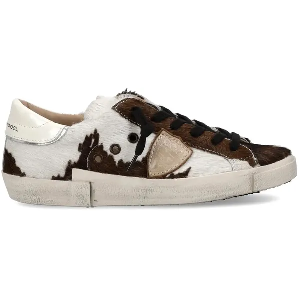 Philippe Model Prsx Low Dierenprint Koe/Wit Bruin, vergelijk prijzen bij 1 winkel