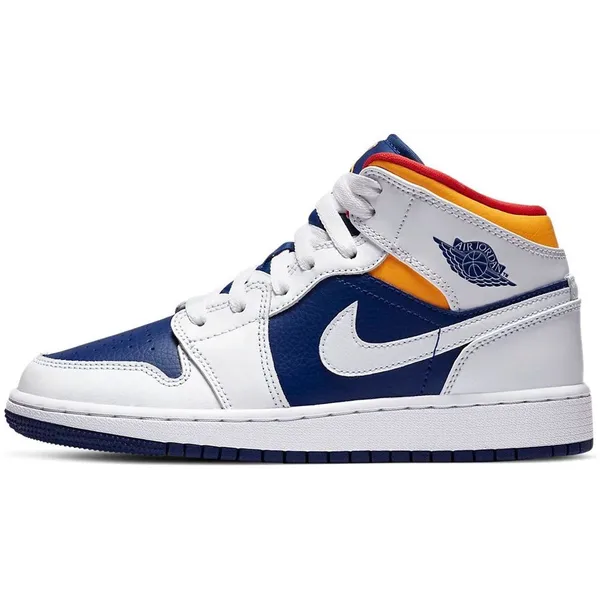 Jordan 1 Mid White Laser Orange Deep Royal Blue (GS), vergelijk prijzen bij 1 winkel