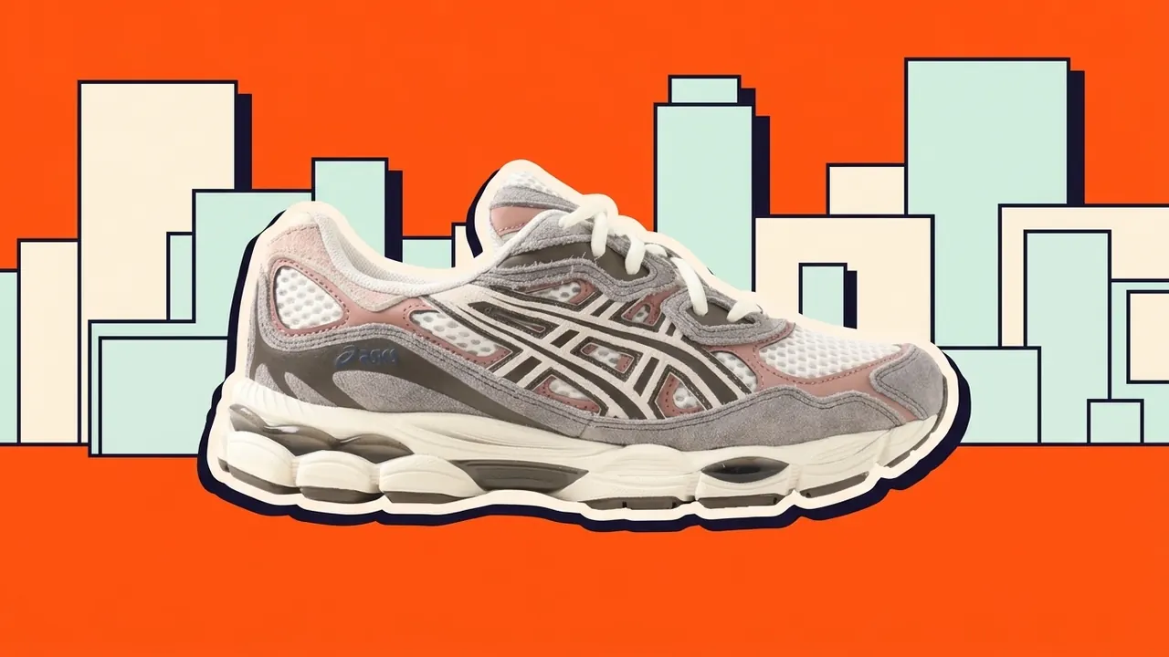 ASICS Gel-NYC voor een eenvoudige skyline van papier, als papiercollage