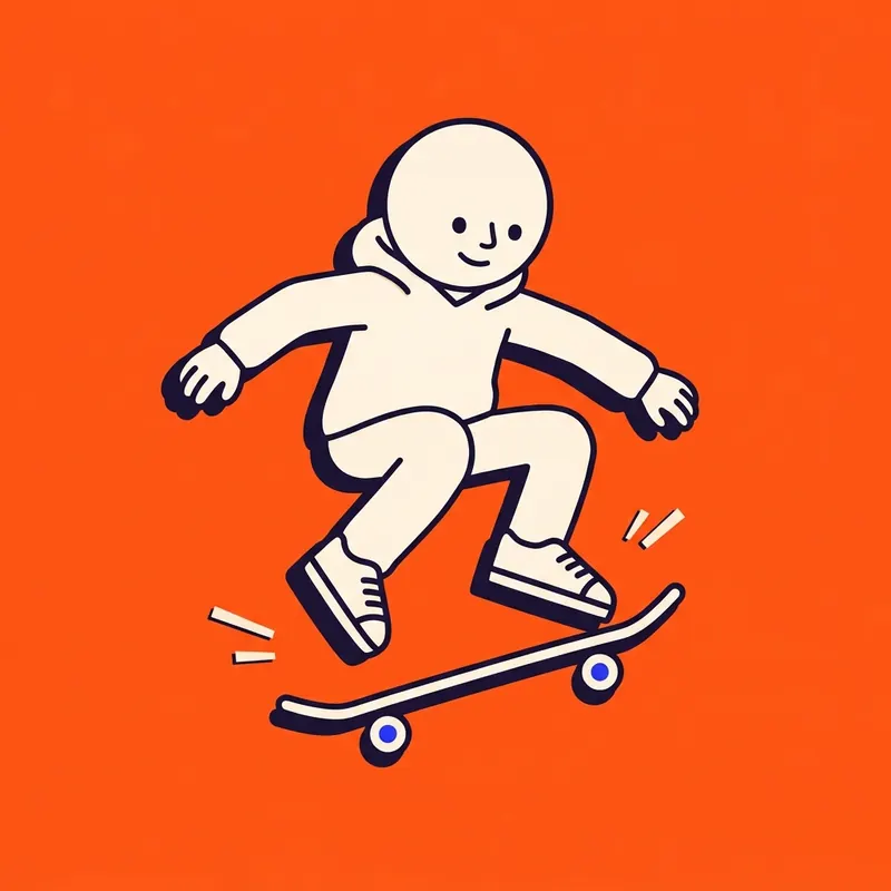 Cartoon van een skater die een ollie doet